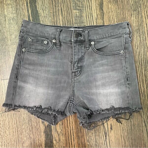 Madewell gray raw hem high waist shorts size 25